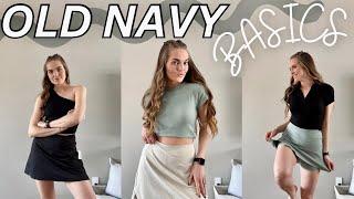 OLD NAVY BASICS TRY-ON HAUL!! spring & summer basics / skorts & tops