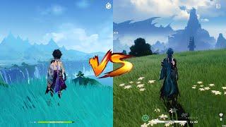 Genshin Impact Polearm Anemo vs Wuthering Waves Broadblade Aero! Gameplay Comparison