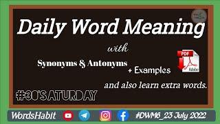 5 Words Learn Daily | Word Meaning | English-Hindi | Sentences | Synonyms&Antonyms | #wordshabit