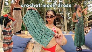 crocheting the viral mesh dress in bali ⋆˖°