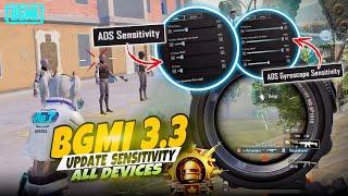 BGMI 3.3 Update ADS + Ads Gyroscope sensitivity settings  | Bgmi 3.3 update sensitivity