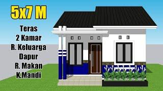 Desain Rumah Minimalis Sederhana 5x7 Meter dengan 2 Kamar tidur