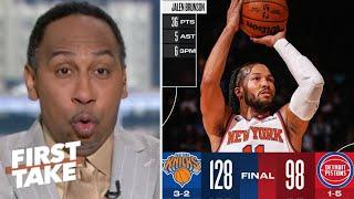 FIRST TAKE| "Jalen Brunson is HIM!" - Stephen A. on Knicks crush Pistons 128-98 for 2nd straight win