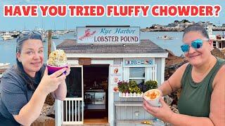 TRYING "FLUFFY CHOWDER" & NH #1 ICE CREAM | RYE HARBOR LOBSTER POUND | LAGO'S HOMEMADE ICE CREAM