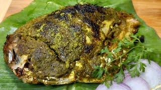 Typical Koli Style Stuffed Pomfret Fried in Banana Leaf | कोळी स्टाईल हिरवा मसाला भरलेला पापलेट