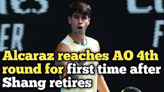 Alcaraz reaches AO 4th round for first time after Shang retires| Australian Open 2024