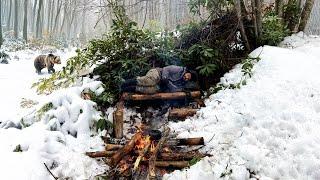 Bushcraft Winter SURVIVAL Camping - Extreme No TENT, No SLEEPING BAG - Outdoor Cooking