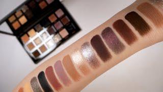 HUDA BEAUTY Pretty Grunge Eyeshadow Palette Finger & Brush Live Swatches