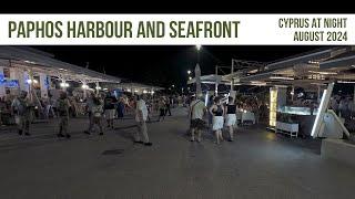 Paphos Harbour And Sea Front At Night