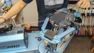 Badminton Racket Stringing - Yonex Astrox 100ZZ, top-down view, 4 knots, no talking, Tai Tzu-Ying