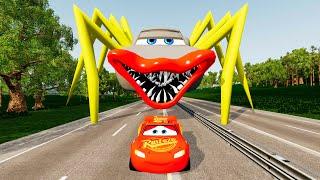 Giant Lightning McQueen Spider Eater VS Lightning McQueen | Escape From The Eater Beamng Drive #136