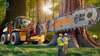 Extreme Dangerous Fastest Big Chainsaw Cutting Tree Machines #18 | Monster Stump Removal Excavator