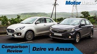 Maruti Dzire vs Honda Amaze - Comparison Review | MotorBeam