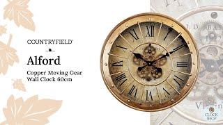 60cm Alford Copper Moving Gear Wall Clock By Countryfield