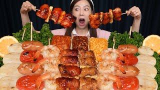 꼬치구이 특집! 닭꼬치 새우 & 관자 & 소세지 불닭쌈까지 먹방 Bildak Ssam Fire Noodles Warps Sausages Mukbang ASMR Ssoyoung