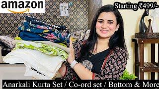 Amazon Kurta Set & Bottom Haul, Floral Print Cotton Kurta Pant & Dupatta, Co-ord Set, Anarkali Kurta