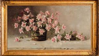 Romantic Vintage Florals Art Screensaver For Your TV, Cozy Slideshow frame TV floral 4K 12 images,