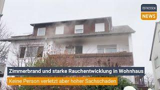 Zimmerbrand und starke Rauchentwicklung in Wohnhaus