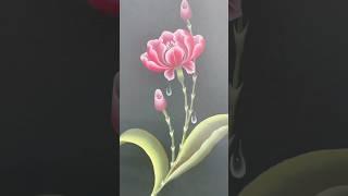 3D effect pink acrylic flower painting|brush painting techniques#shorts#viral#trending#brushpainting