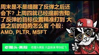 周末是不是提醒了反弹之后还会下? 上周四就已经提前告知了反弹的目标位置精准打到 大盘之后的趋势怎么看 个股： AMD, PLTR, MSFT #美股  #trading  #英伟达