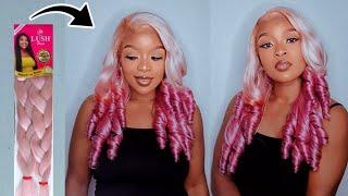 BANGERIt's Braiding Hair Crochet Pink Ombre Wig Using Braiding Hair