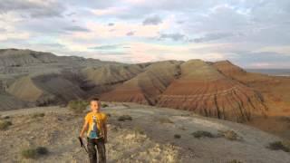 Bukasov's Family hiking and camping at Altyn Yemel National Park, Kazakhstan