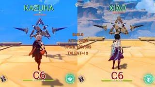 Kazuha C6 vs Xiao C6 RAW dmg DPS anemo comparison