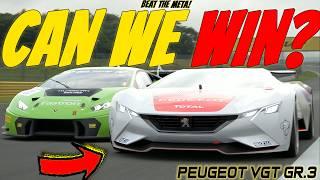  TRYING to WIN in the UGLIEST Car... Peugeot vs Lamborghini.. Beat the META! || Gran Turismo 7