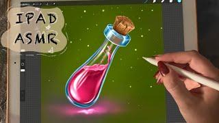  iPad ASMR - Painting a potion glass - clicky whispers - Writing Sounds