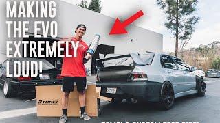 INSTALLING TOMEI TITANIUM EXHAUST & CUSTOM TEST PIPE ON THE EVO 8!