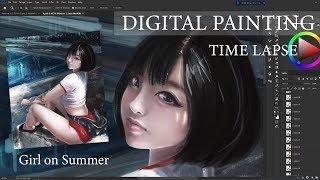 Digital Painting : Girl on Summer [ time lapse ]