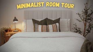 My minimalist & cozy bedroom tour | Oak and Olive green aesthetic