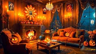 Cozy Autumn Haunted House Halloween Ambience  Relaxing Halloween Music  Spooky Halloween Ambience