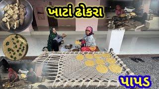 ખાટા ઢોકરા ને પાપડ || Village life