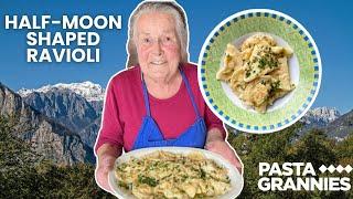 80yr old Maria makes half-moon shaped ravioli! | Pasta Grannies