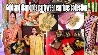 Gold and diamonds partywear earrings collection 