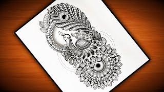 Peacock Mandala art|Peacock Pencil drawing|How to draw mandala art easy @VennilaYLCreations