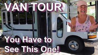 VAN TOUR: You Have to See This One! CUSTOM BUILT SHUTTLE BUS