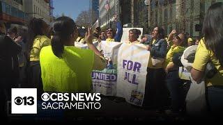 "March on the Boss" in Sacramento calls on state to provide better pay