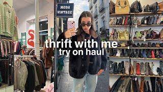 THRIFT WITH ME + try on haul ️🩰 7 thrift stores!