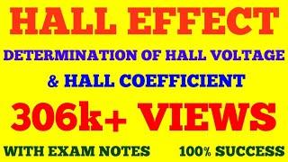 HALL EFFECT || DETERMINATION OF HALL VOLTAGE & HALL COEFFICIENT || WITH EXAM NOTES ||