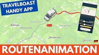 Routenanimation mit Travel Boast - App für iOS und Android