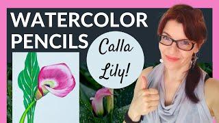 Watercolor Pencils Flowers - Step by Step Calla Lily (Trying Caran d'Ache)