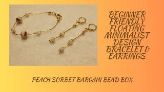 FLOATING MINIMALIST BRACELET & EARRINGS / PEACH SORBET