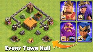 Every Town Hall vs All Heroes with Epic Equipment - Clash of Clans