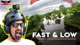 Scary and AMAZING super low paramotor Flight over water