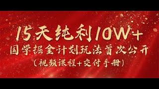 网络赚钱项目 一、《国学掘金计划》项目导学课（重点必看）国学掘金新纪元：15天纯利飙升10W+！2024独家秘笈全网首发（视频教程+实战手册）