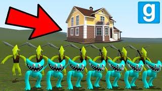 CYAN AND YELLOW RAINBOW FRIENDS VS HOUSES! - Garry's mod Sandbox