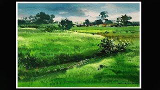 How To Draw Watercolor Landscape | Watercolour Painting Tutorial | Demo by Shahanoor Mamun