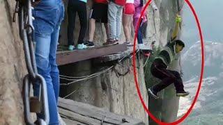 World most dangerous hiking trail on mountains huashan china 